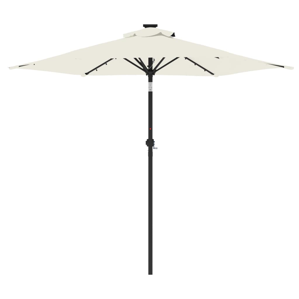 parasol med LED-lys og stålstang 225x225x212 cm hvid