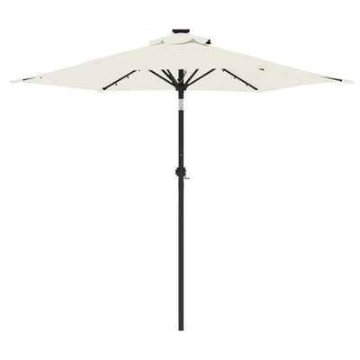 parasol med LED-lys og stålstang 225x225x212 cm hvid