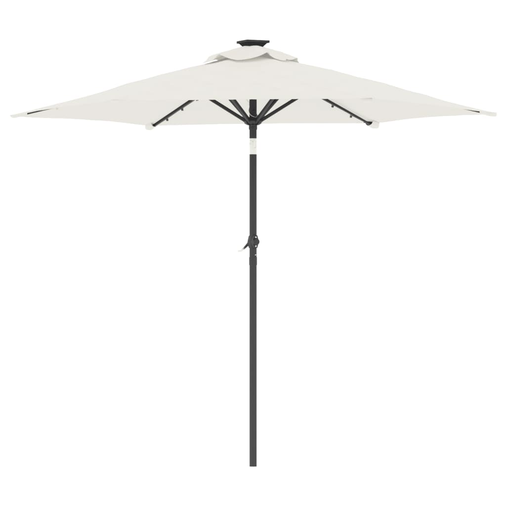 parasol med LED-lys og stålstang 225x225x212 cm hvid