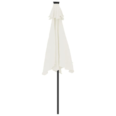 parasol med LED-lys og stålstang 225x225x212 cm hvid