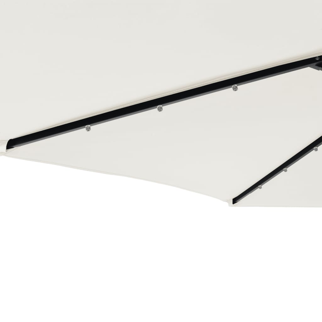 parasol med LED-lys og stålstang 225x225x212 cm hvid