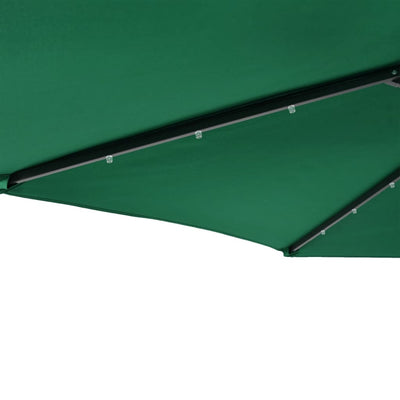 parasol med LED-lys og stålstang 225x225x212 cm grøn