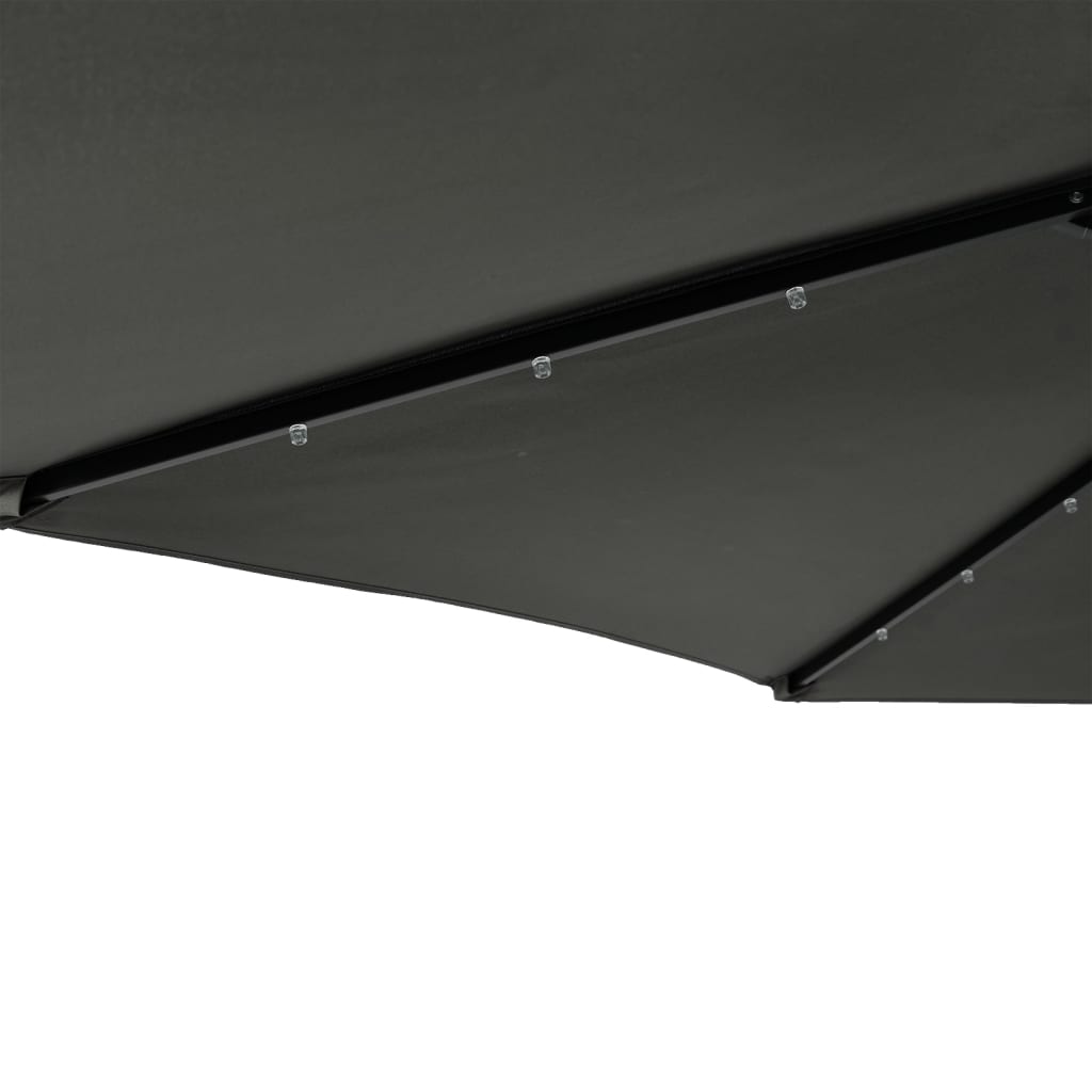 parasol med LED-lys og stålstang 225x225x212 cm antracitgrå