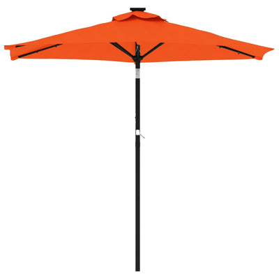 parasol med LED-lys og stålstang 225x225x212cm terrakottafarvet