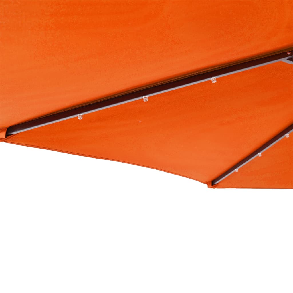 parasol med LED-lys og stålstang 225x225x212cm terrakottafarvet