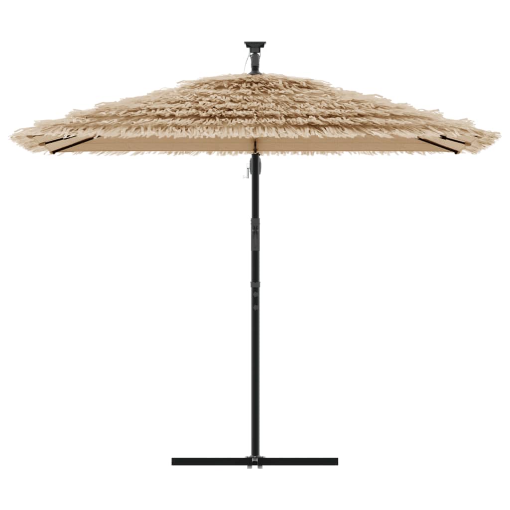 haveparasol med LED-lys og stålstang 269x269x235 cm brun