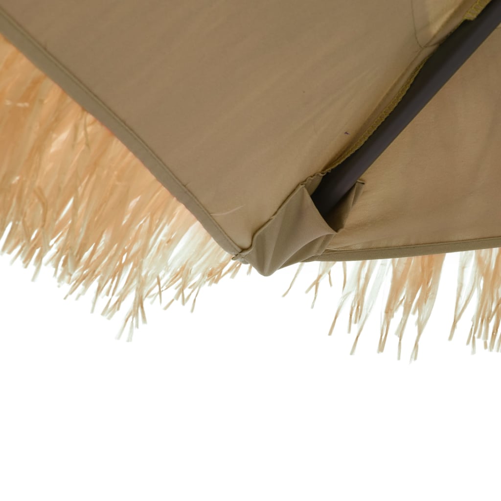 haveparasol med LED-lys og stålstang 269x269x235 cm brun