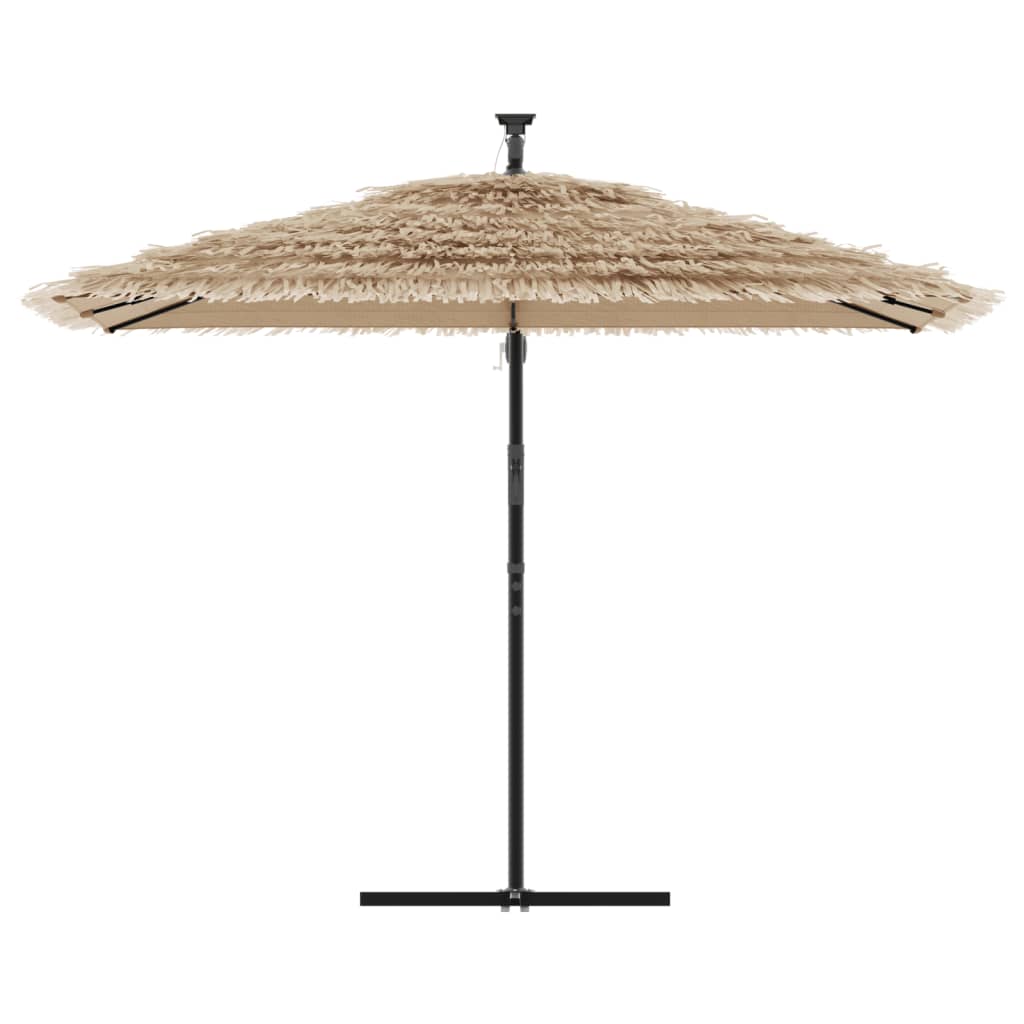 haveparasol med LED-lys og stålstang 290x290x238 cm brun