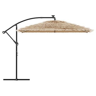 haveparasol med LED-lys og stålstang 290x290x238 cm brun