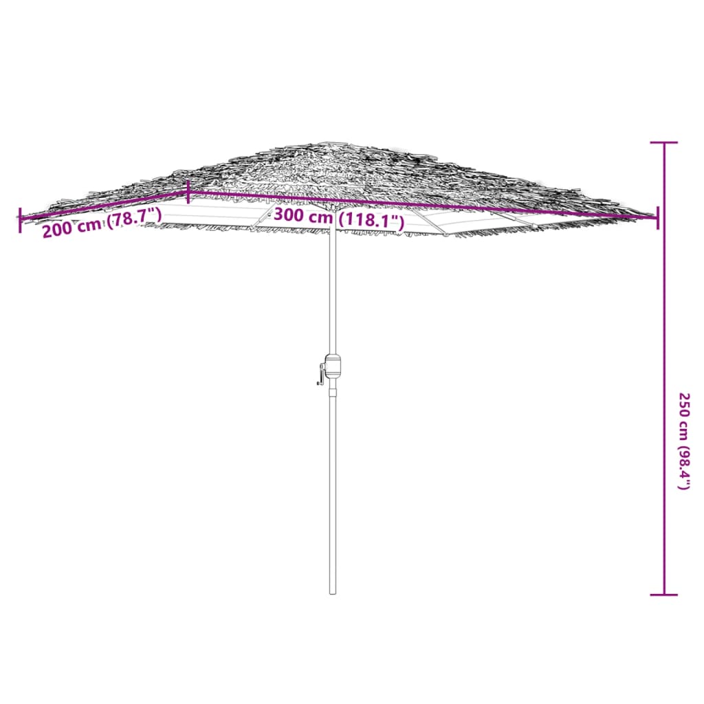 haveparasol med stålstang 300x200x250 cm brun