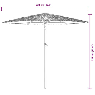 parasol med stålstang 223x223x213 cm blå