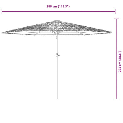 haveparasol med stålstang 288x288x225 cm brun