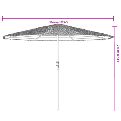 haveparasol med stålstang 324x324x247 cm brun