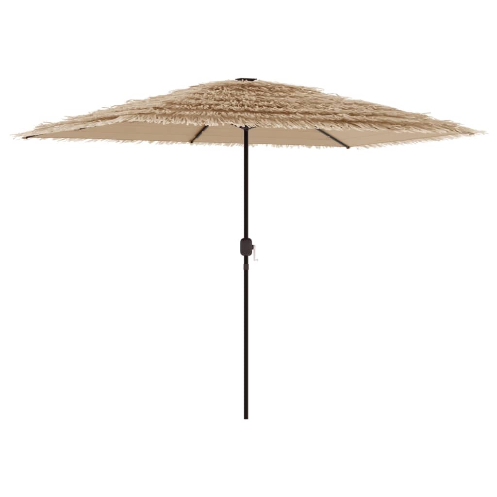 haveparasol med LED-lys og stålstang 300x200x250 cm brun