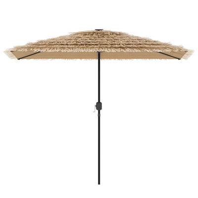 haveparasol med LED-lys og stålstang 300x200x250 cm brun