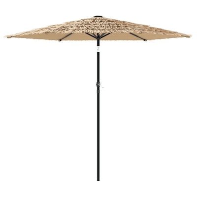 haveparasol med LED-lys og stålstang 223x223x213 cm brun