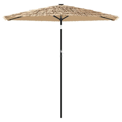 haveparasol med LED-lys og stålstang 223x223x213 cm brun