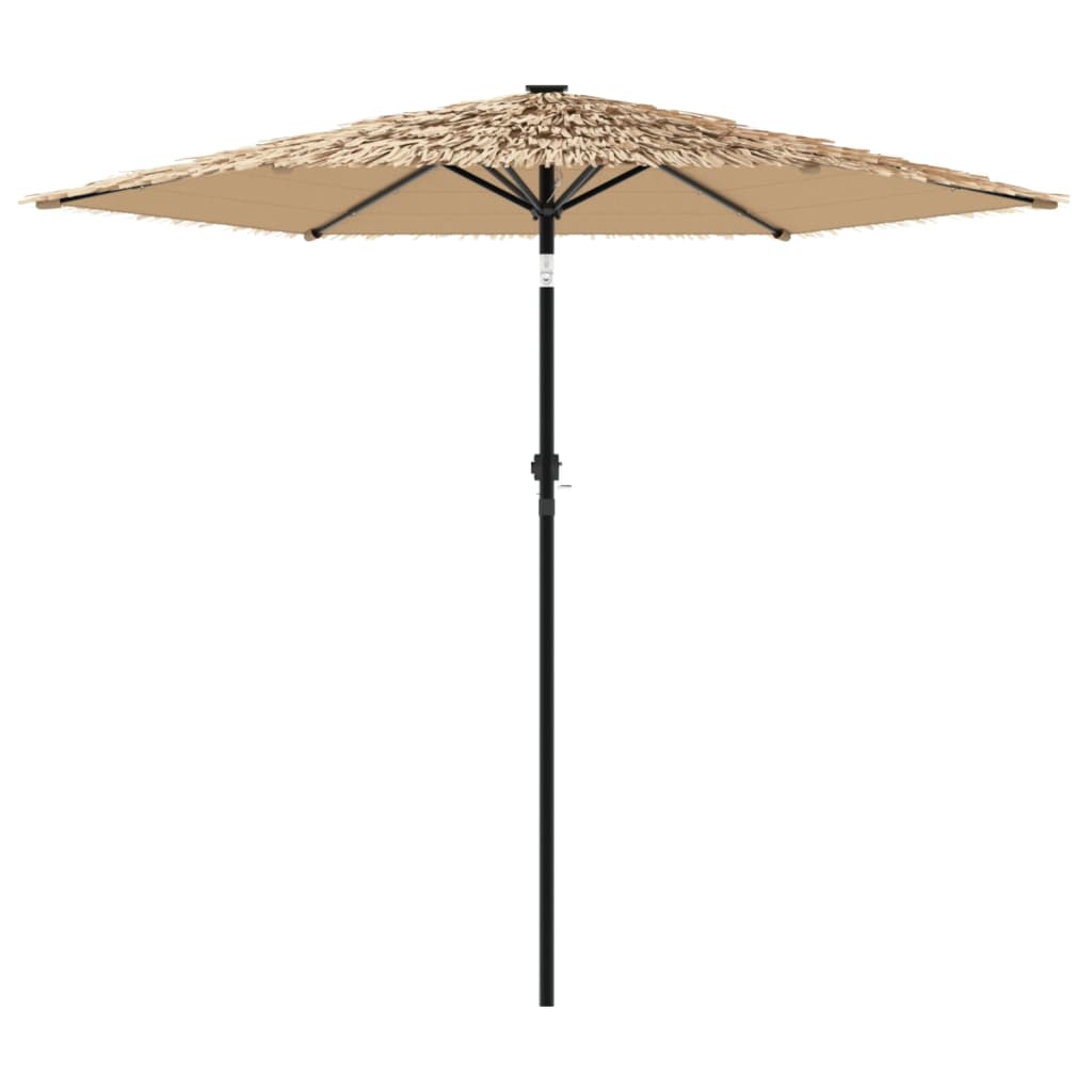 haveparasol med LED-lys og stålstang 223x223x213 cm brun