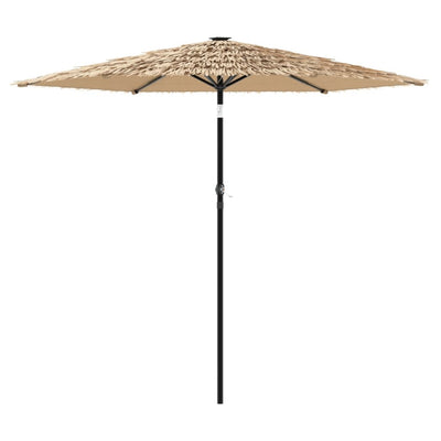 haveparasol med LED-lys og stålstang 268x268x226 cm brun