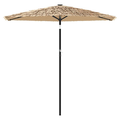 haveparasol med LED-lys og stålstang 268x268x226 cm brun