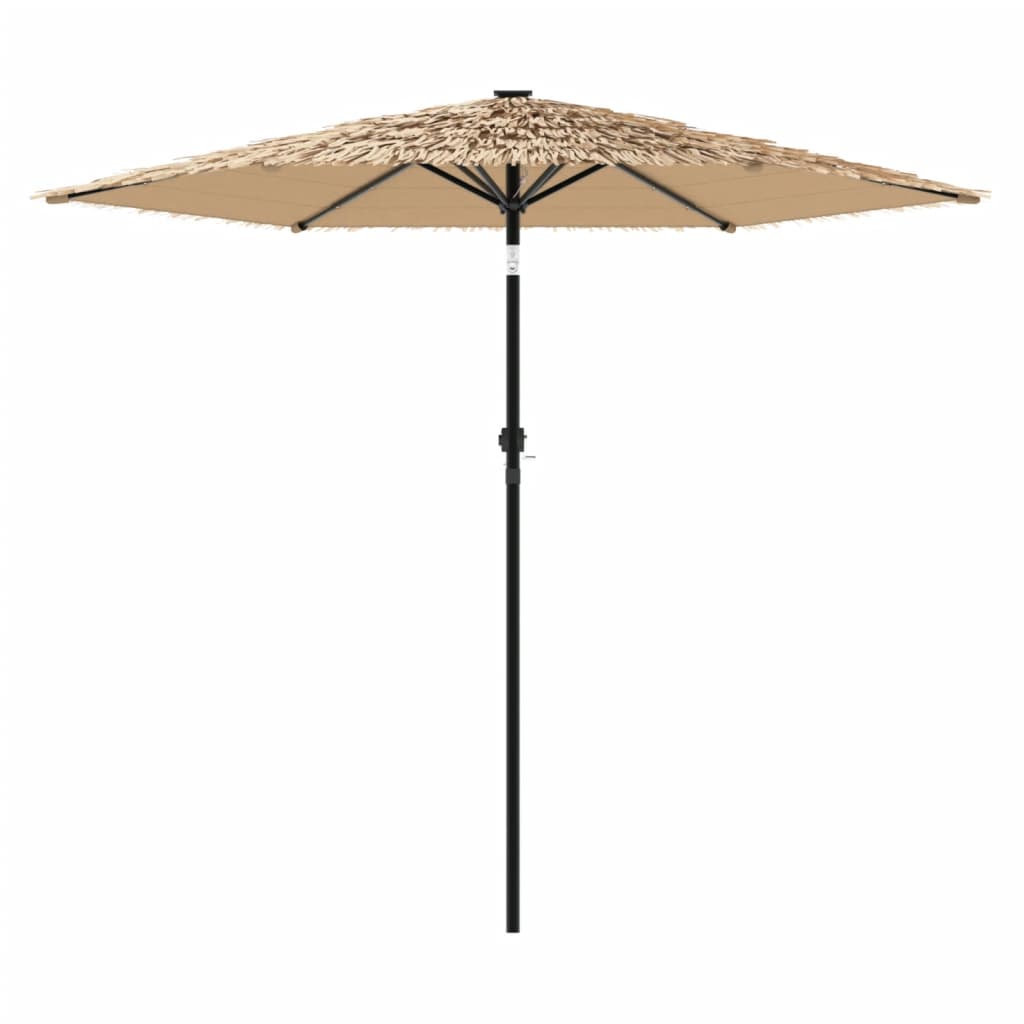 haveparasol med LED-lys og stålstang 268x268x226 cm brun