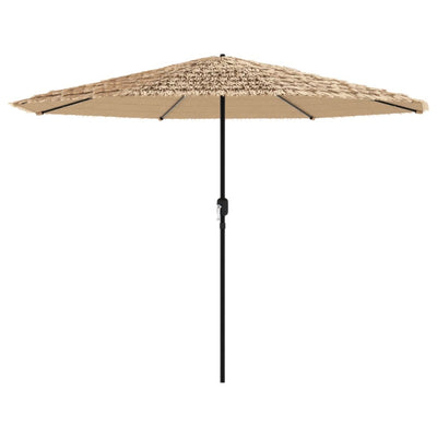 haveparasol med LED-lys og stålstang 324x324x247 cm brun