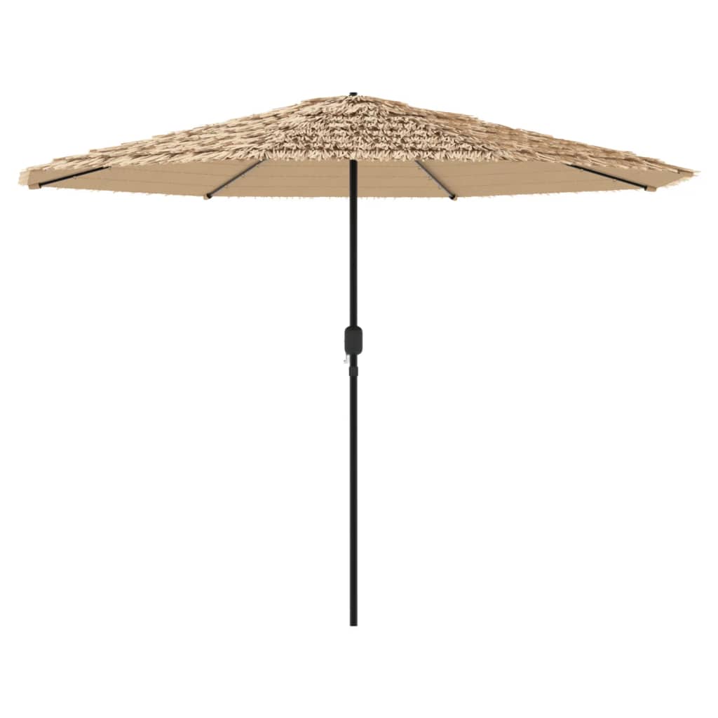 haveparasol med LED-lys og stålstang 324x324x247 cm brun