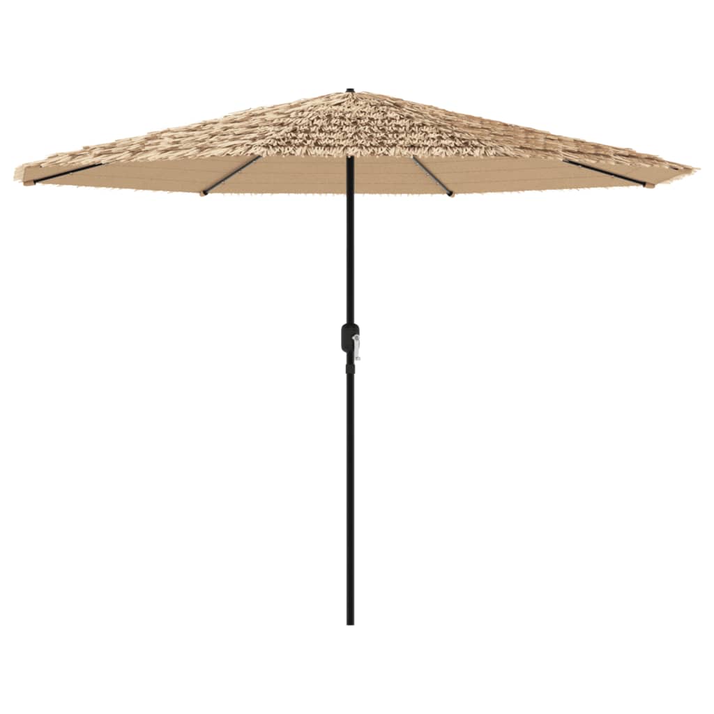 haveparasol med LED-lys og stålstang 388x388x248 cm brun