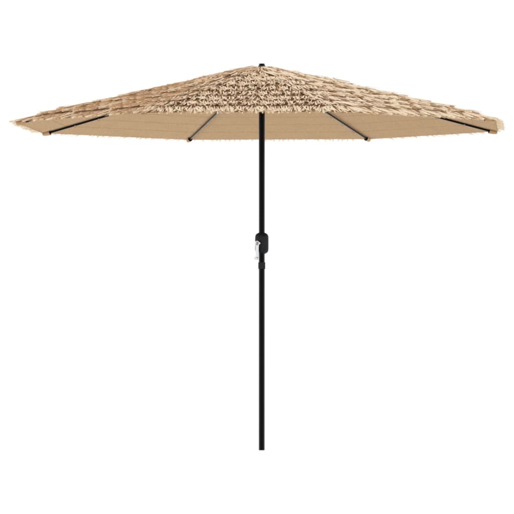 haveparasol med LED-lys og stålstang 388x388x248 cm brun