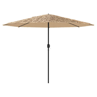 haveparasol med LED-lys og stålstang 388x388x248 cm brun