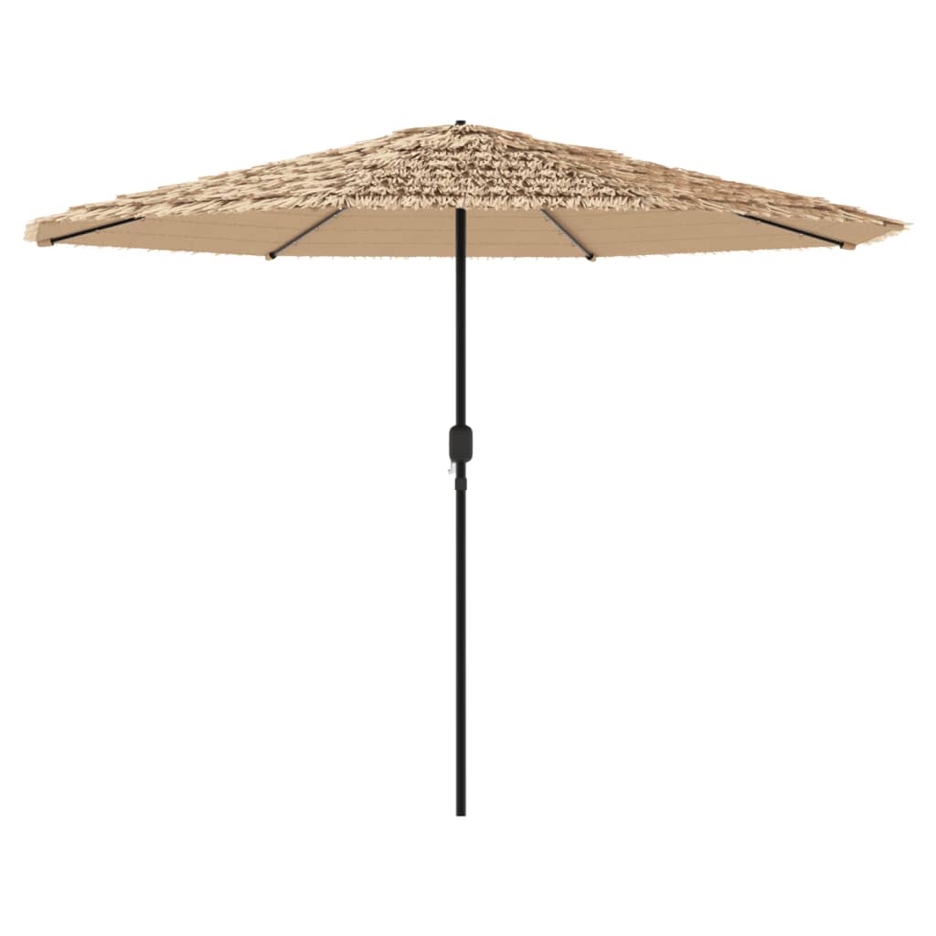 haveparasol med LED-lys og stålstang 388x388x248 cm brun