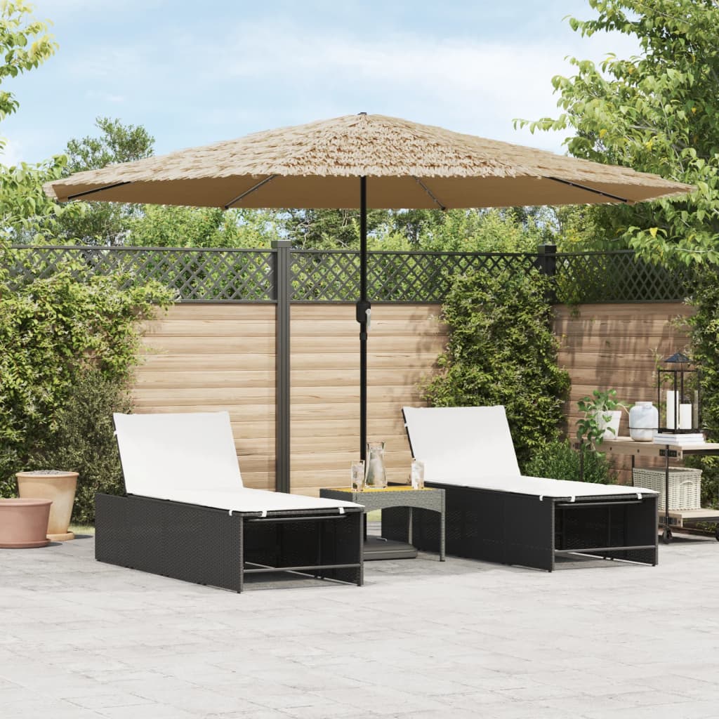 haveparasol med LED-lys og stålstang 388x388x248 cm brun