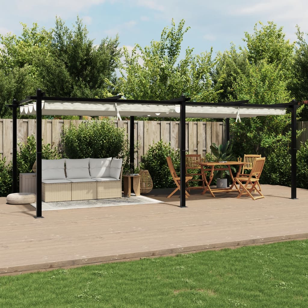 pavillon med sammenrulleligt tag 3x6 m aluminium cremefarvet