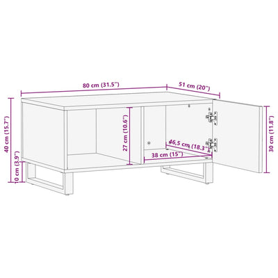 sofabord 80x51x40 cm massivt mangotræ brun