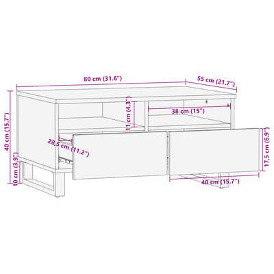 sofabord 80x55x40 cm massivt ru mangotræ