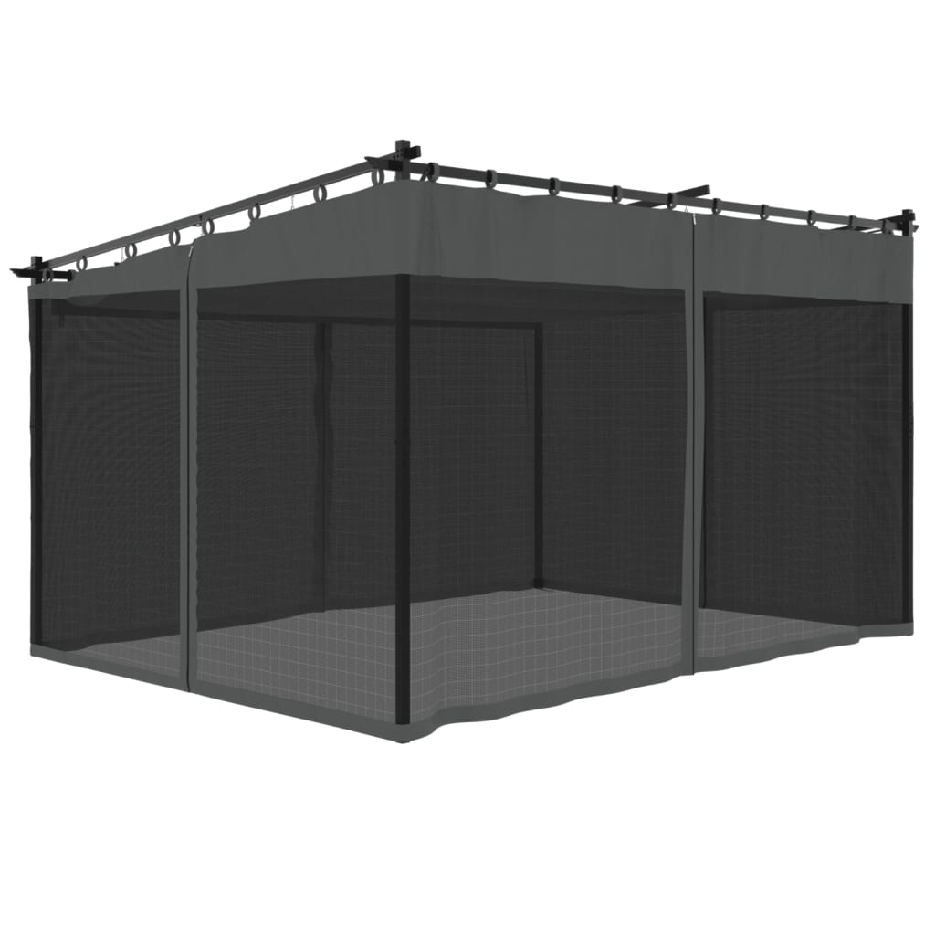 pavillon 4x3 m mesh-vægge stål antracitgrå