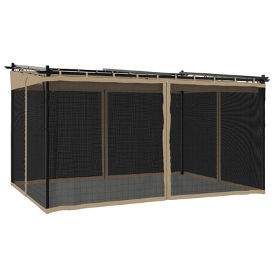 pavillon 4x3 m mesh-vægge stål gråbrun