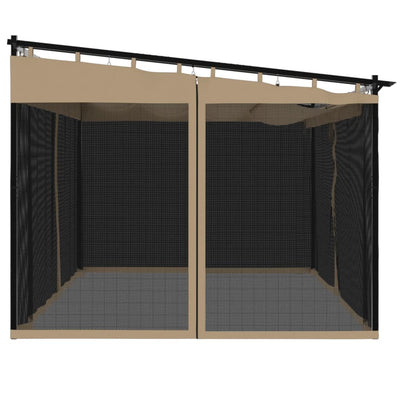 pavillon 4x3 m mesh-vægge stål gråbrun