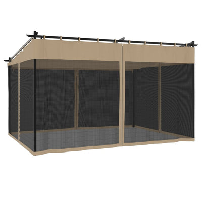 pavillon 4x3 m mesh-vægge stål gråbrun