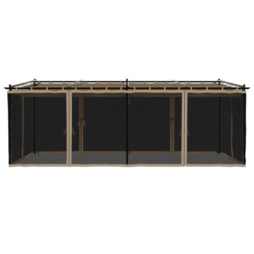 pavillon 6x3 m mesh-vægge stål gråbrun