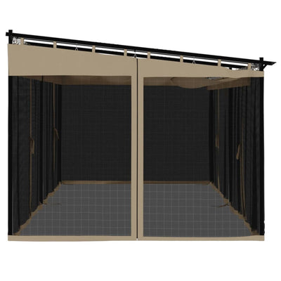 pavillon 6x3 m mesh-vægge stål gråbrun