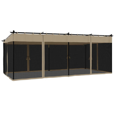 pavillon 6x3 m mesh-vægge stål gråbrun