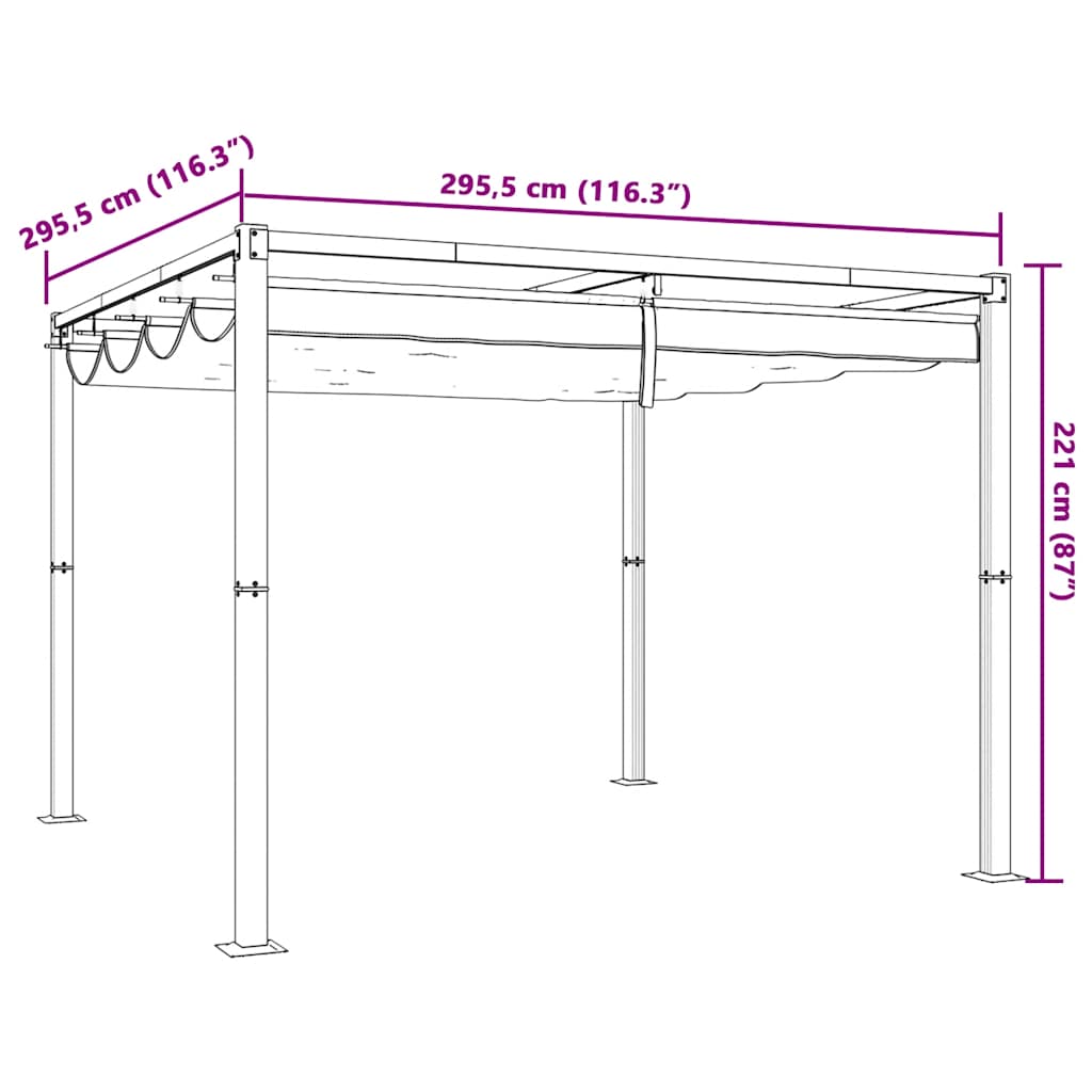 Havepavillon med optrækkeligt tag Cream 3x3 m Stål