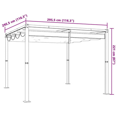 Havepavillon med optrækkeligt tag Cream 3x3 m Stål