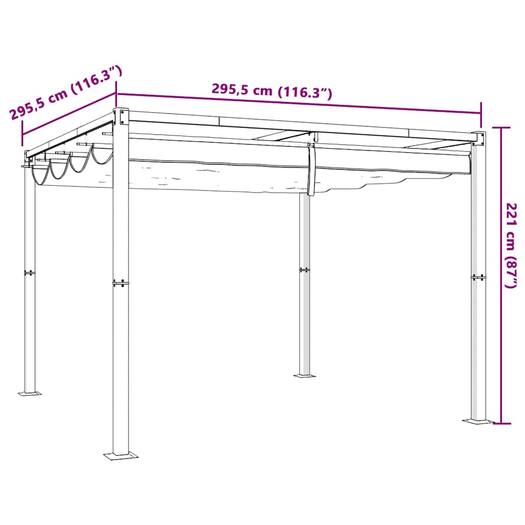 Havepavillon med optrækkeligt tag Taupe 3x3 m Stål