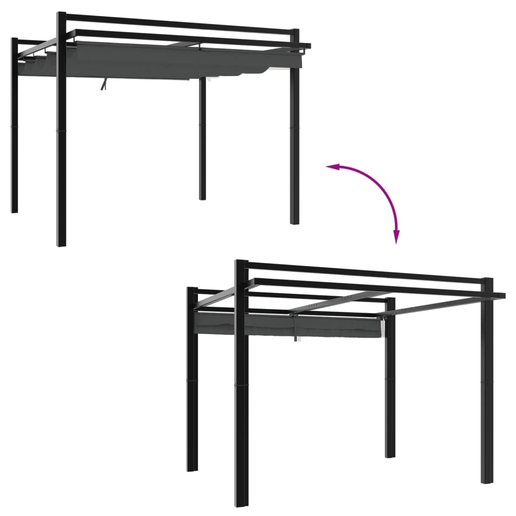 pavillon med sammenrulleligt tag 3x3 cm aluminium antracitgrå