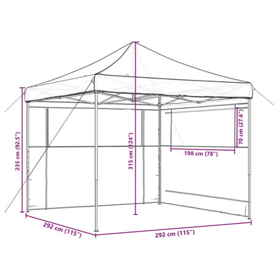 foldbart pop up-festtelt med 2 sidevægge bordeaux