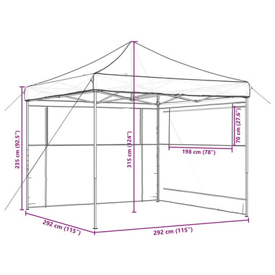 foldbart pop-up festtelt med 2 sidevægge terracotta