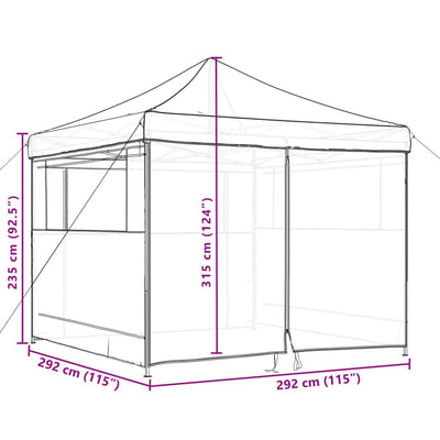 foldbart pop up-festtelt med 4 sidevægge gråbrun