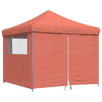 foldbart pop-up festtelt med 4 sidevægge terracotta